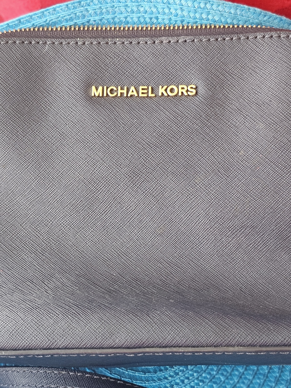 Michael Kors Navy Blue  Crossbody Wallet - Gold Logo